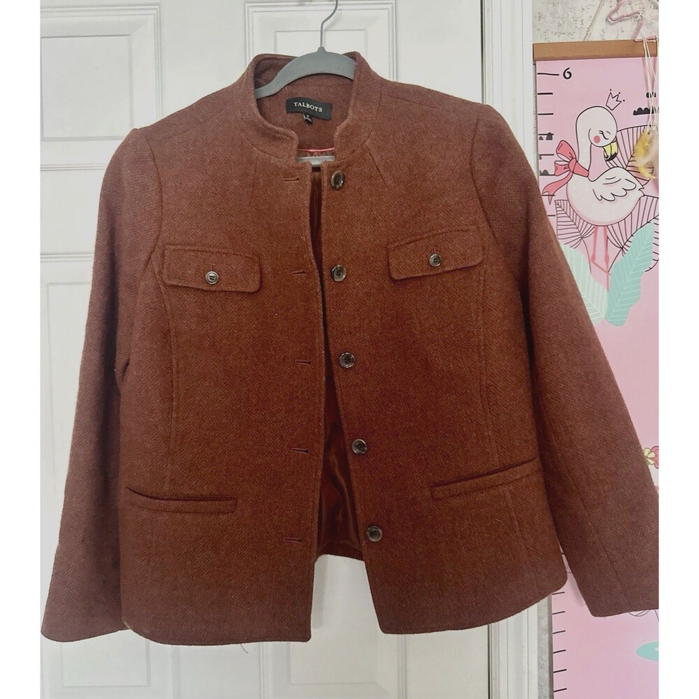 Talbots Wool Blend Soze 12 Wonens Blazer Brown